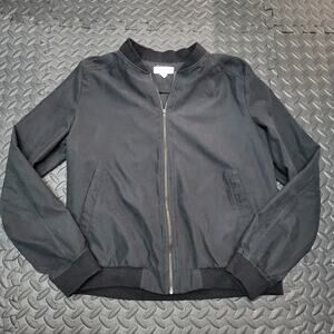 Awesome USA Black Bomber Jacket Zip Up Lightweight Size Large